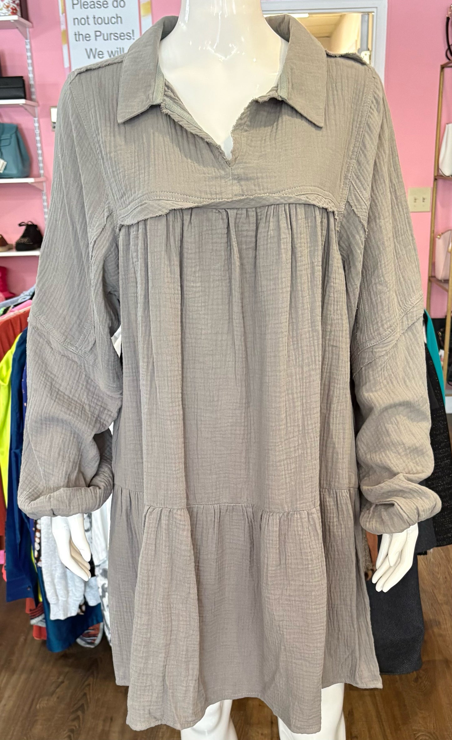 NWOT Ces Femme Olive Green 100% Cotton Dress Size: M