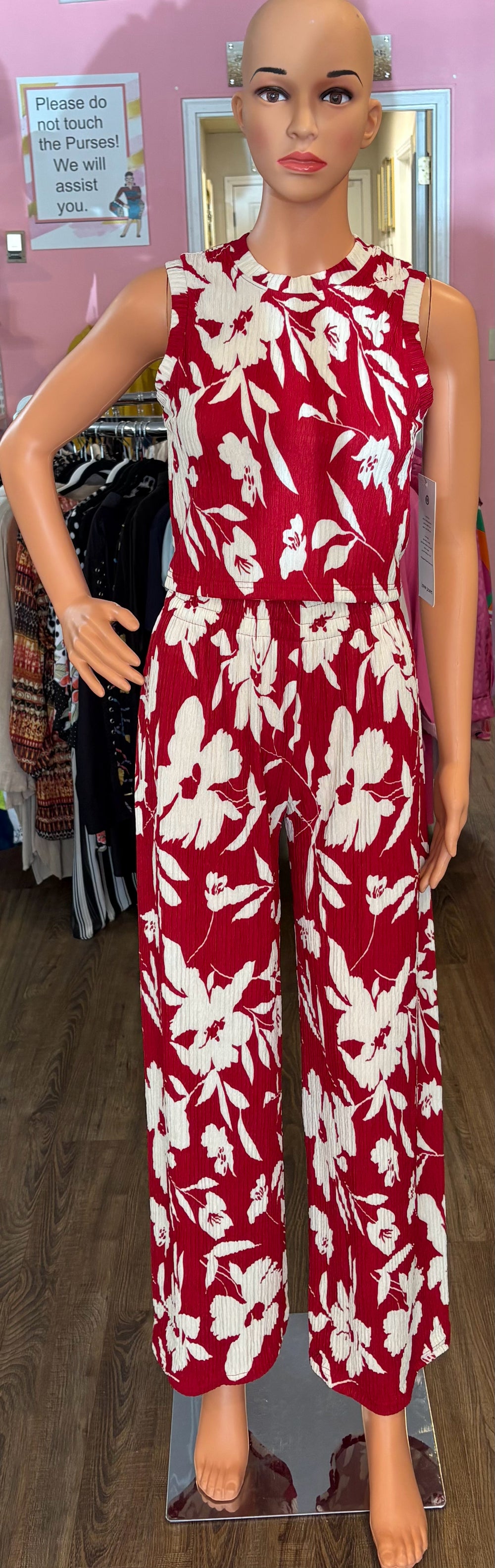 NWT Love Poem Iris Red Floral Pants Set Size:M