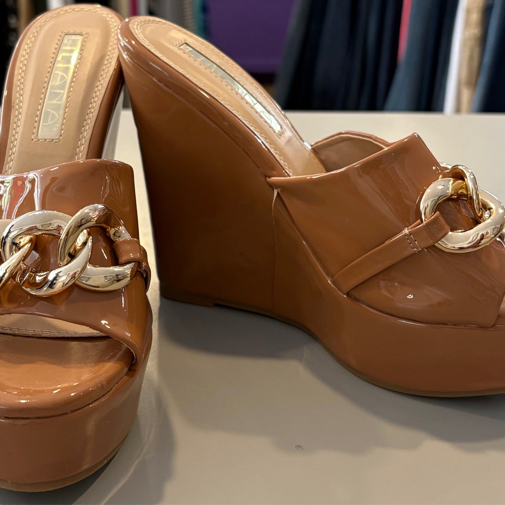 LILIANA Brown Wedge Heels Size: 7.5