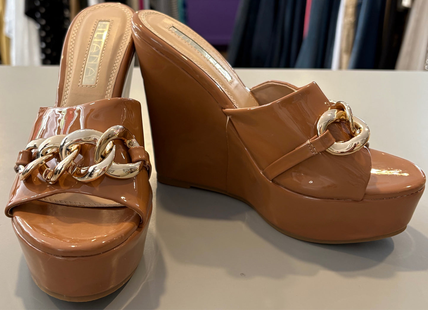 LILIANA Brown Wedge Heels Size: 7.5
