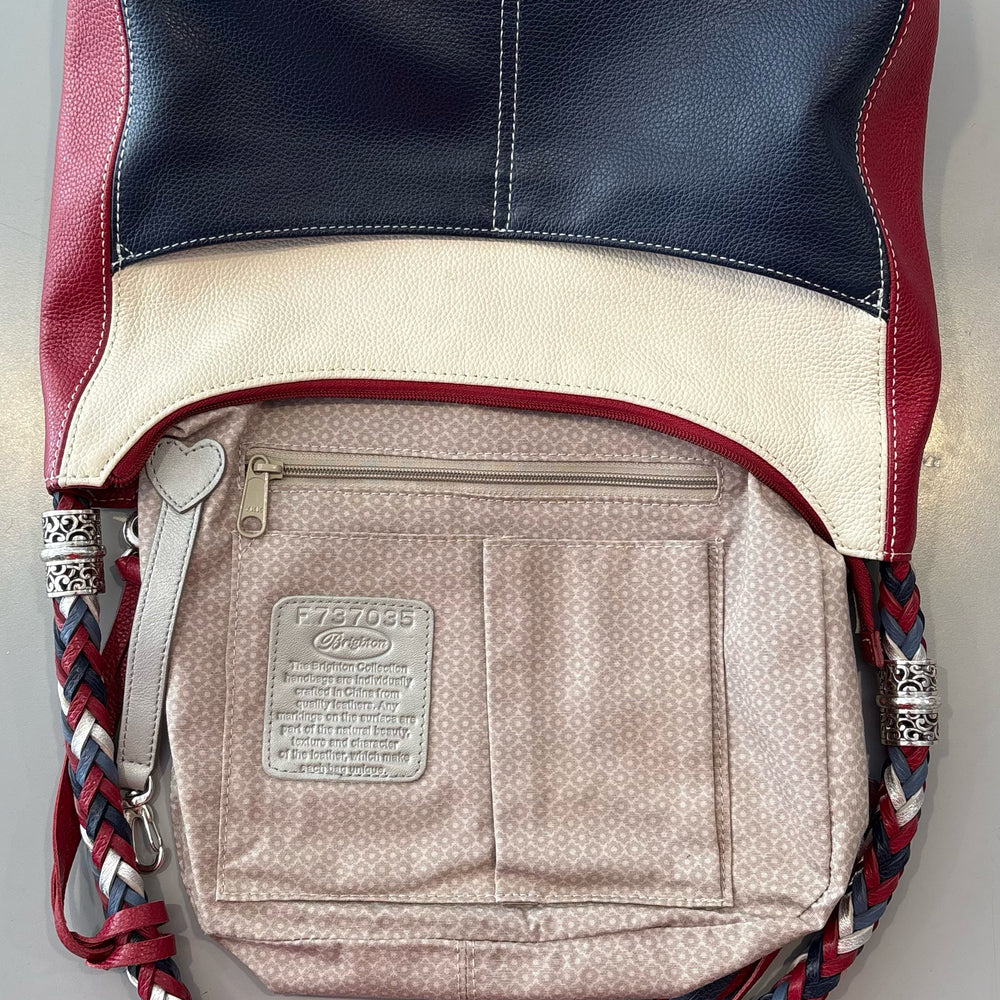 
                      
                        RARE Brighton Barbados Ziptop Hobo in Red, White, & Blue
                      
                    
