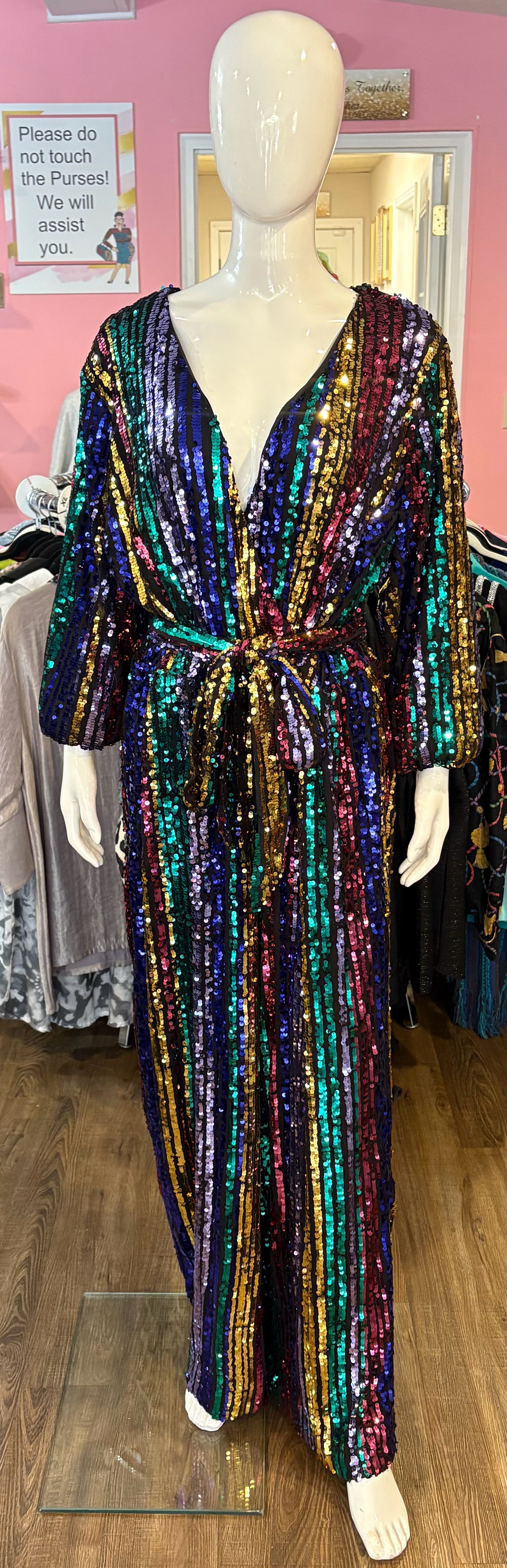 NWOT Eloquii Sequined Multi-Colored Evening Jumpsuit Size:16