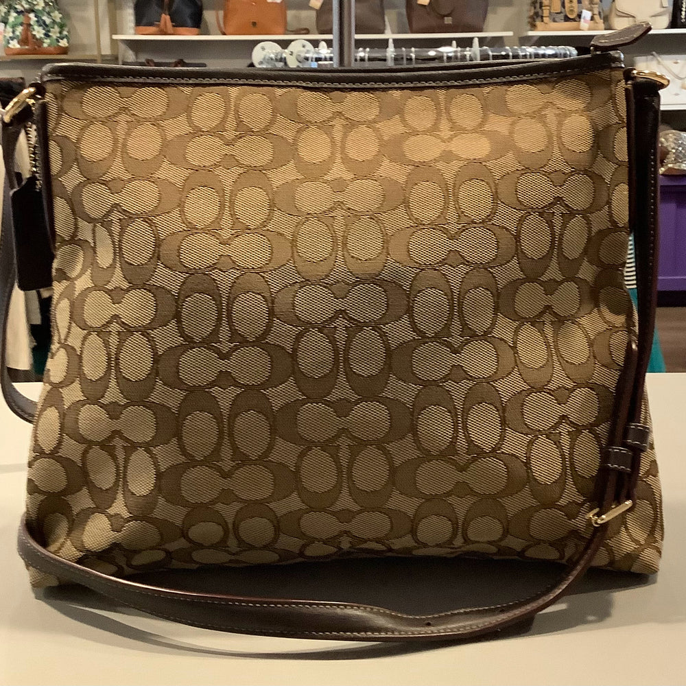 Coach Signature Jaquard Khaki Canvas File Crossbody SN:F58285