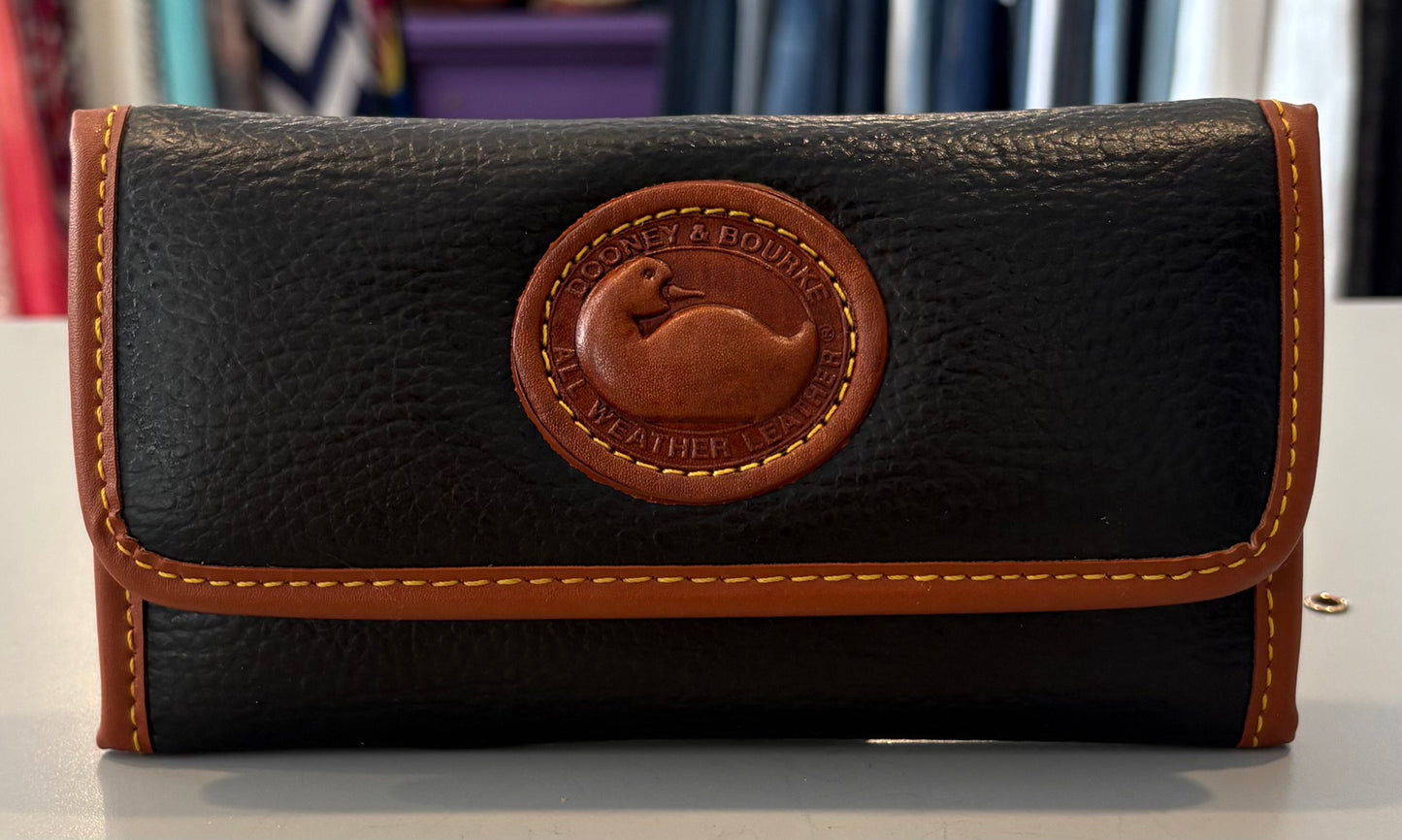 RARE NWI Dooney & Bourke All Weather Leather Black Wallet with Mirrors