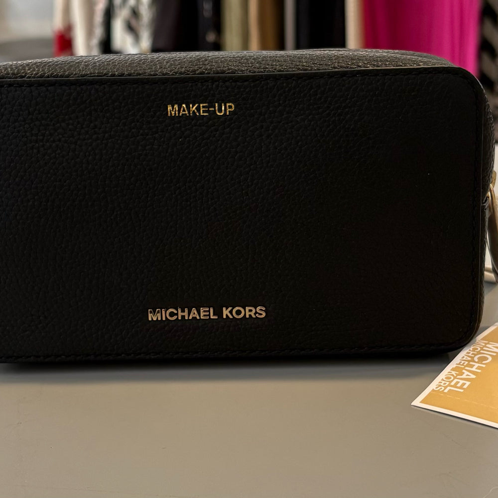 NWT Michael Kors Black Large Double Zip Jet Set Travel Cosmetic Pouch