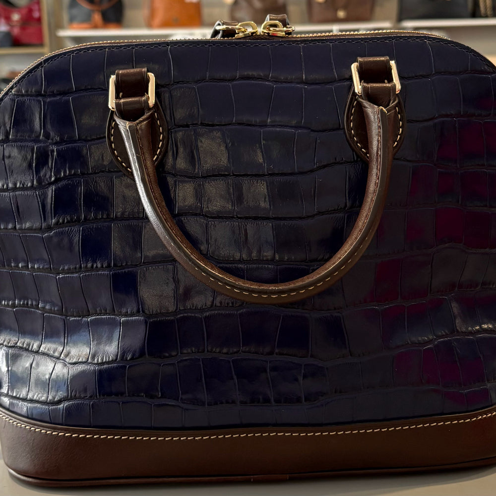 
                      
                        RARE Dooney and Bourke Oakdale Midnight Blue Croc Zip Zip Satchel SN: J17533244
                      
                    
