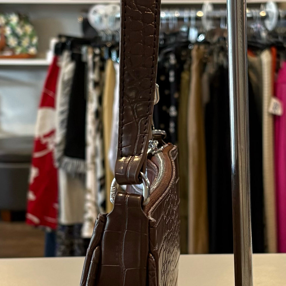 
                      
                        JW PEI Eva Brown Croc-Embossed Vegan Leather Shoulder Bag
                      
                    