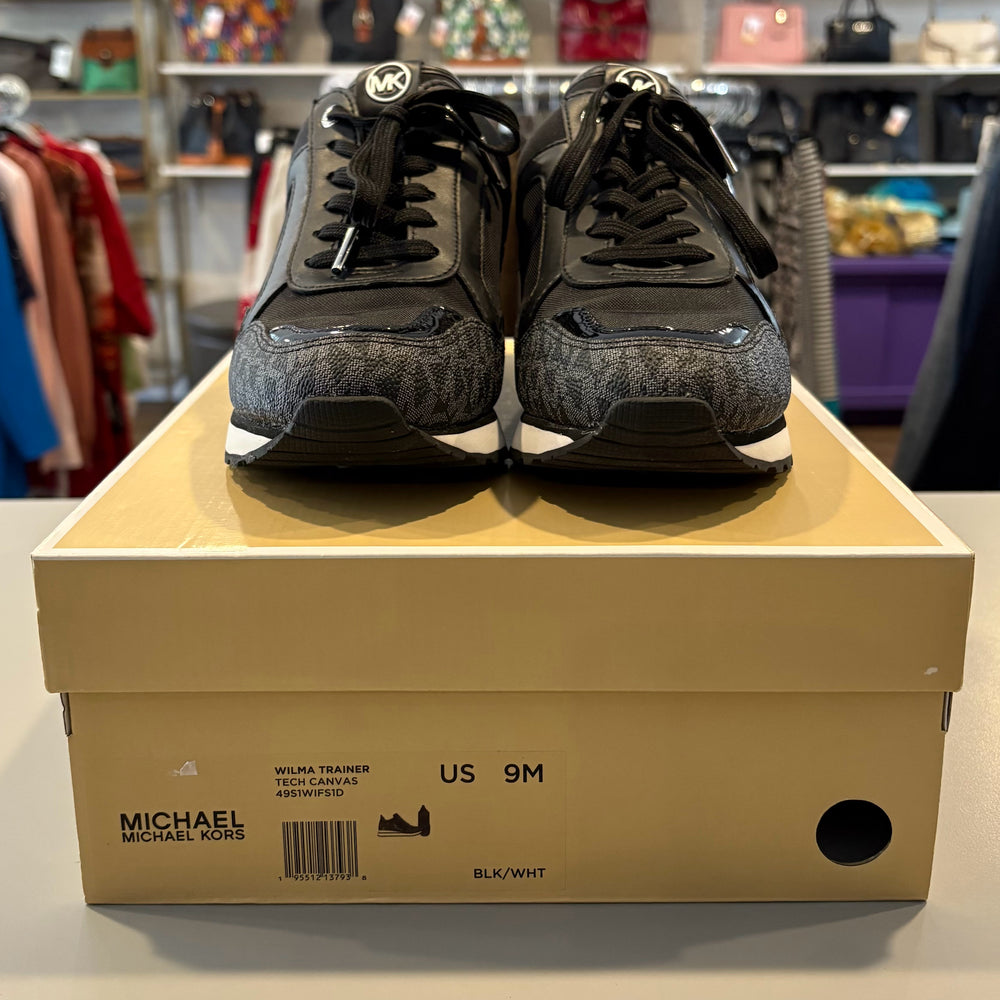 Michael Kors Wilma Logo Black & White Trainer Sneakers Size:9M