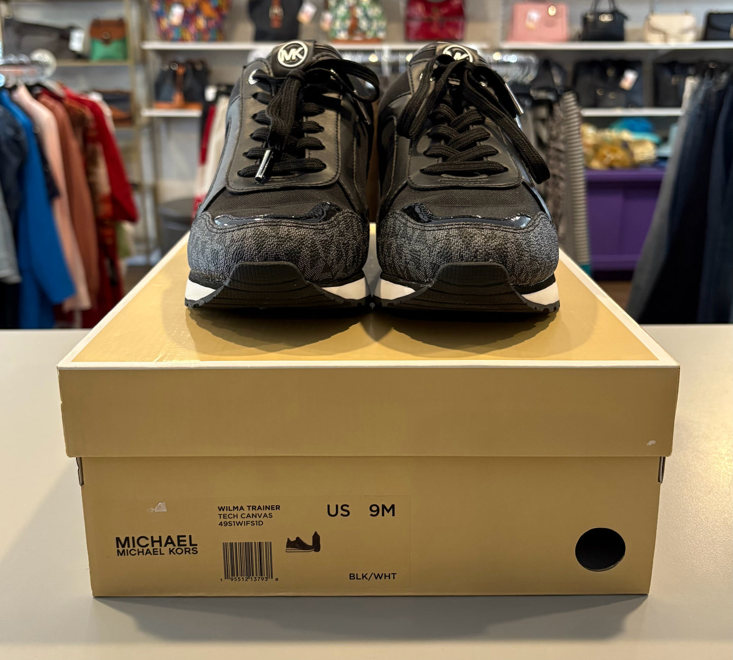 Michael Kors Wilma Logo Black & White Trainer Sneakers Size:9M