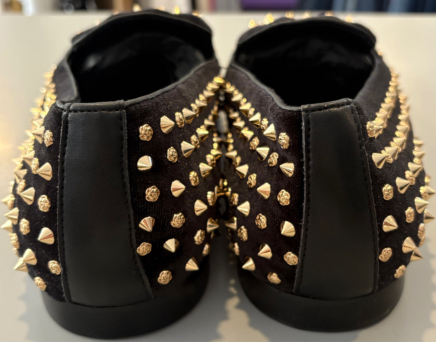 J75 by Jump Leopold Black + Gold Studded Slip on Dress Shoes Size: 12 Sweet Purseonality J75 by Jump Leopold Black + Gold Studded Slip on Dress Shoes Size: 12 Sweet Purseonality