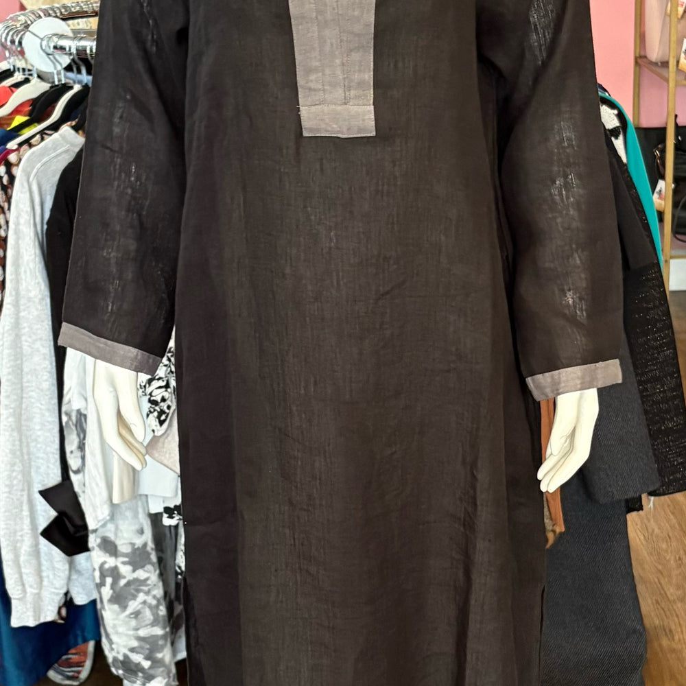 NWT Embellish Linen Black & Grey Tunic Dress Size: M