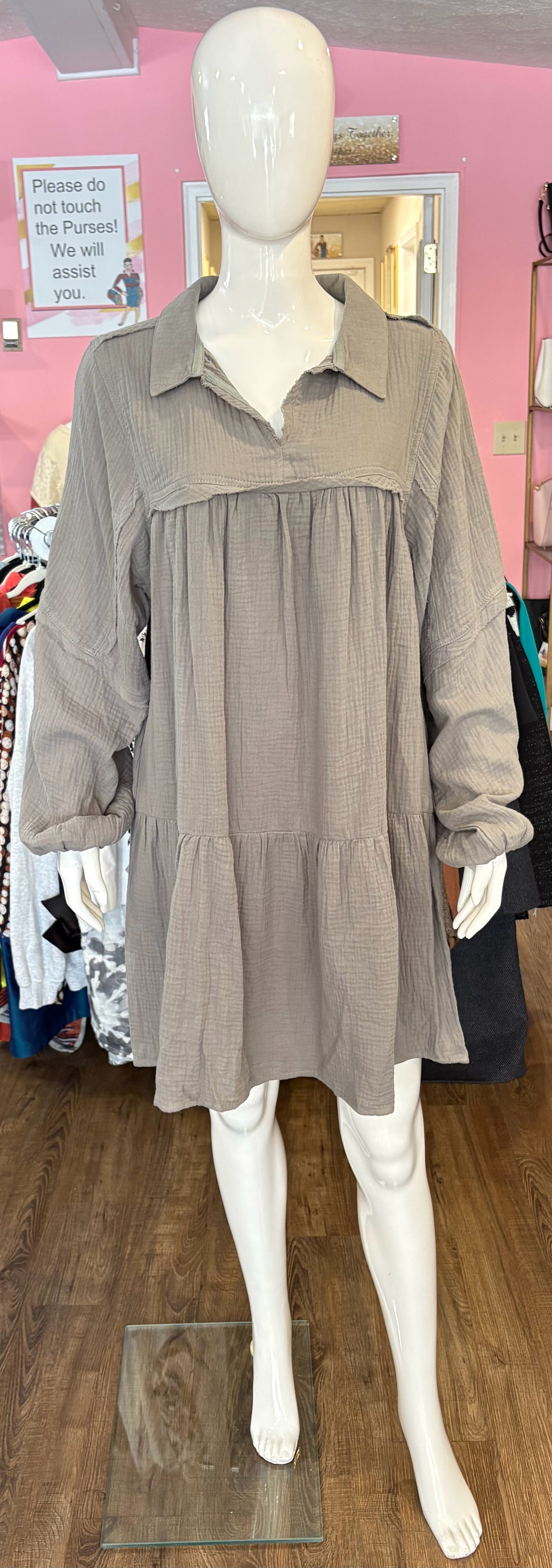 NWOT Ces Femme Olive Green 100% Cotton Dress Size: M