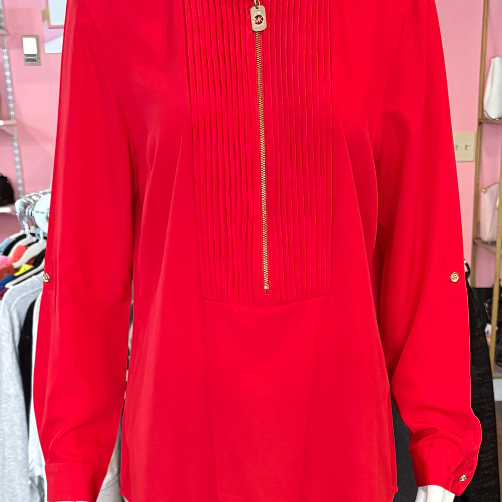 NWOT Michael Kors Red Long Sleeved Blouse Size: L
