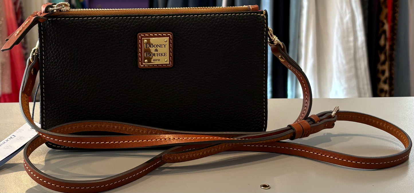 NWT RARE Dooney and Bourke Black Pebble Grain Ella Crossbody