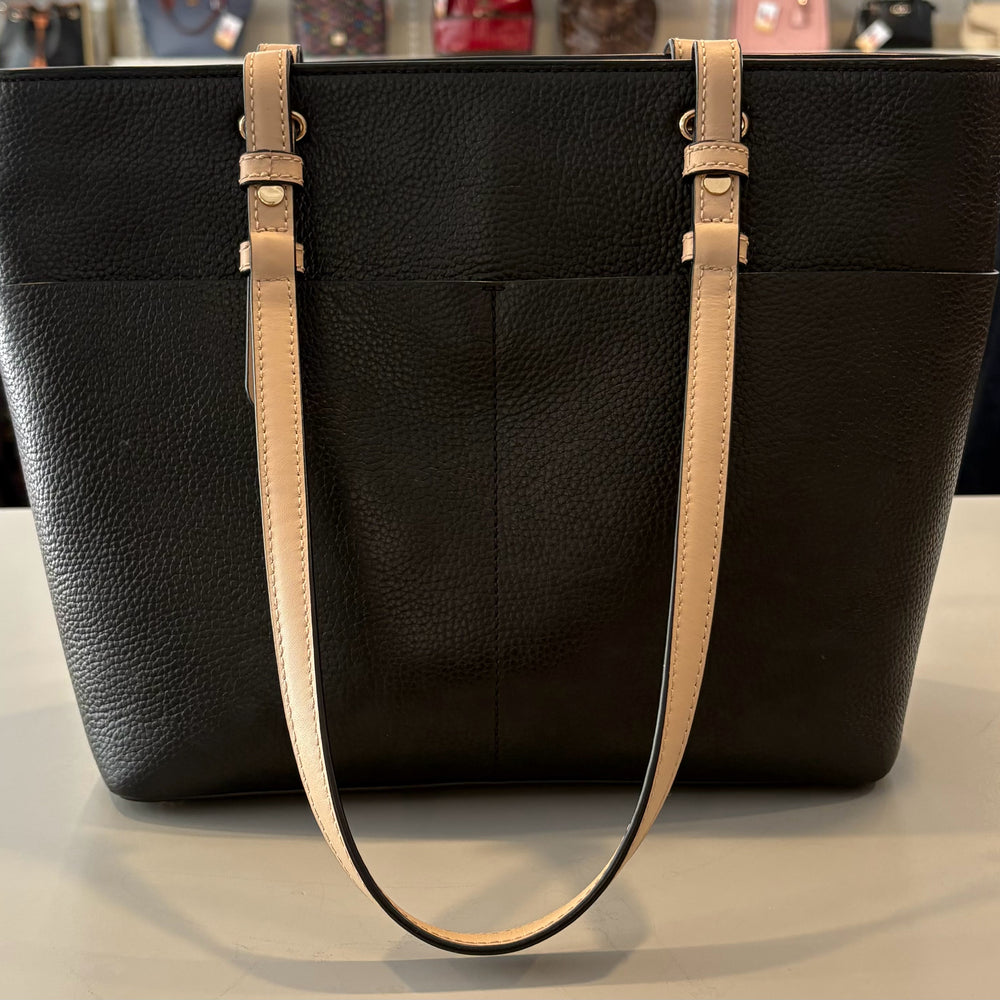 
                      
                        Michael Kors Bedford Black & Beige Medium Top Zip Pocket Tote
                      
                    