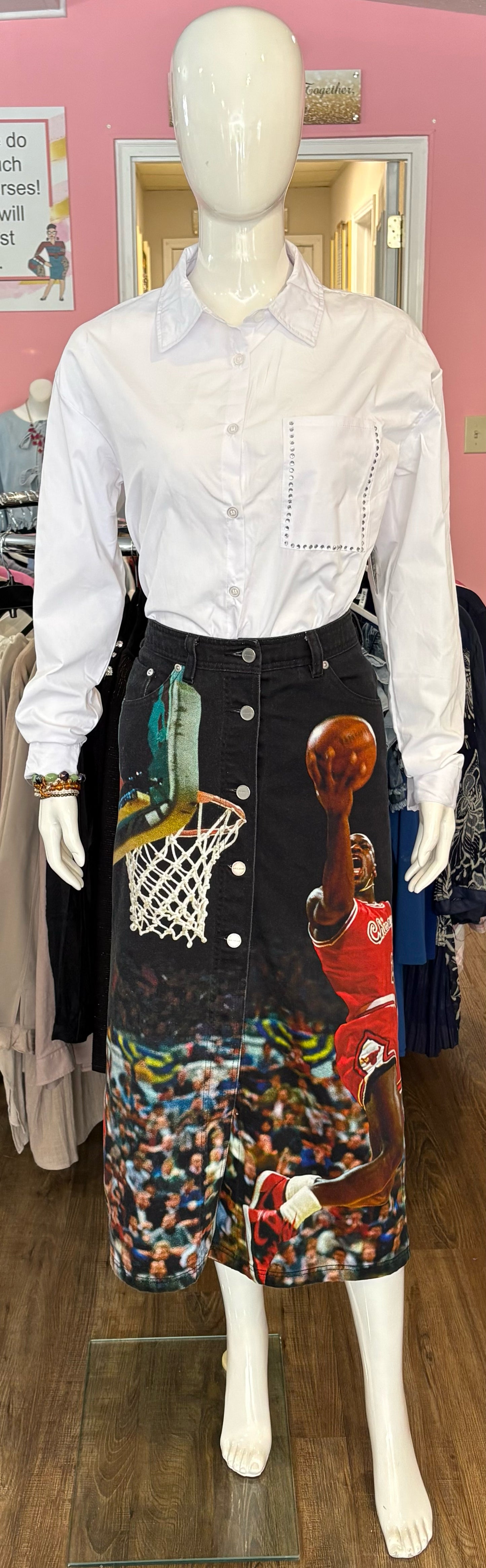 NWOT RARE Air Jordan Printed Denim Skirt Sz:S