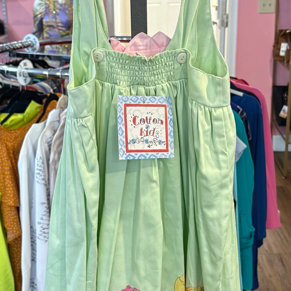 NWT Cotton Kids Pink & Green Floral Sleeveless Dress Size:4