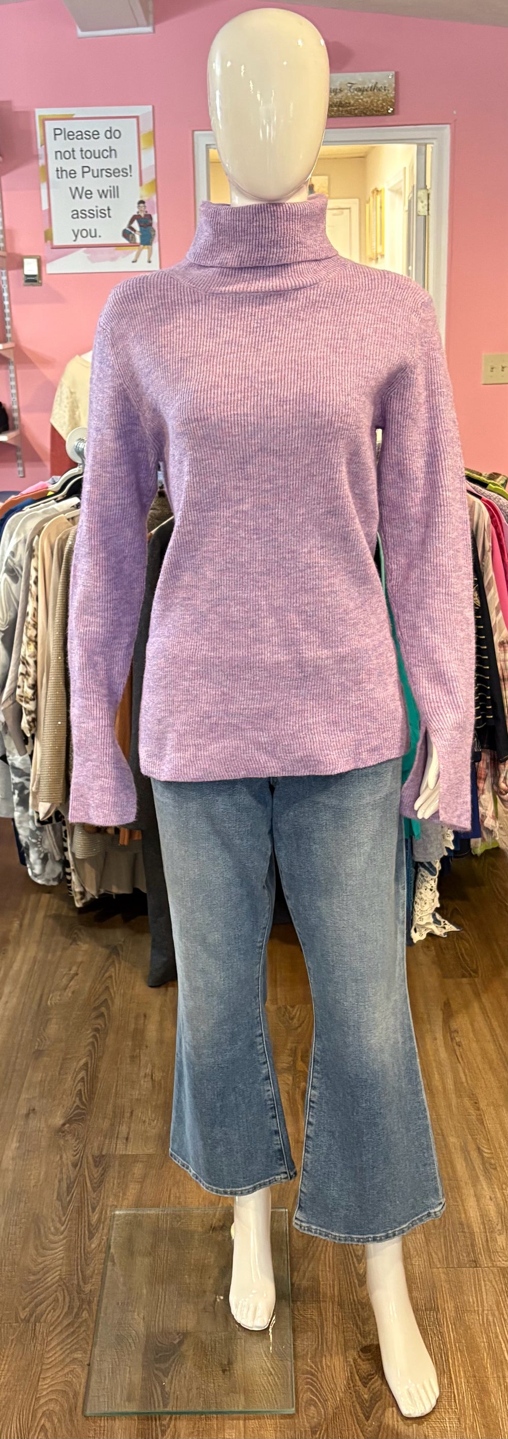 NWT Easel Turtle Neck Purple Sweater Size: M