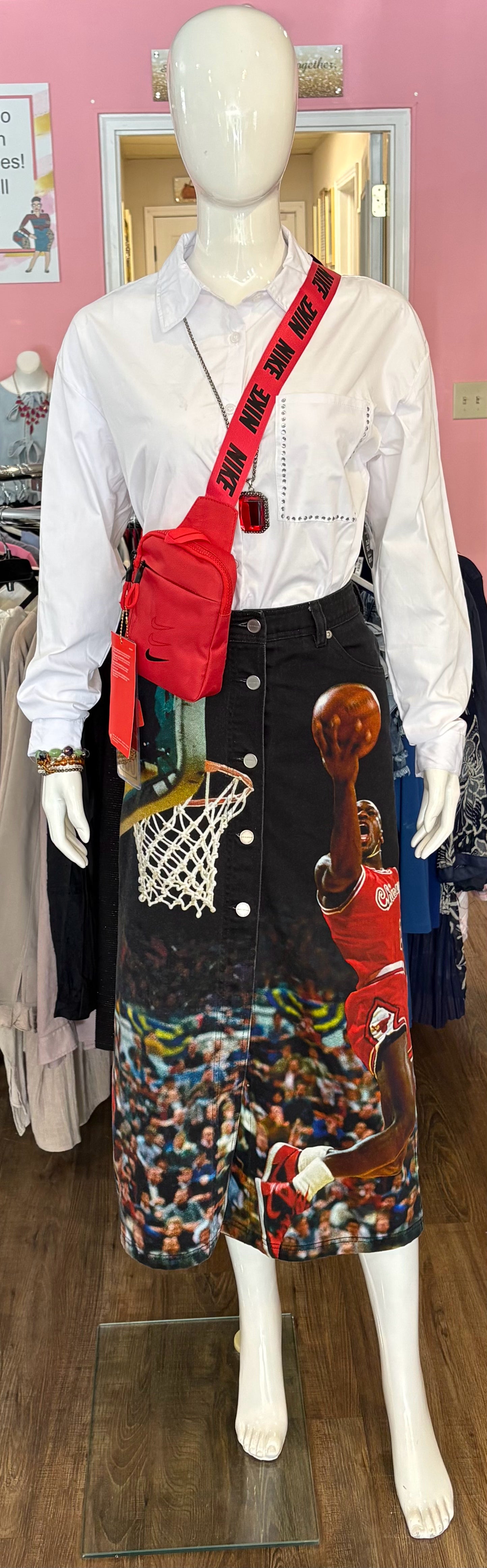 NWOT RARE Air Jordan Printed Denim Skirt Sz:S