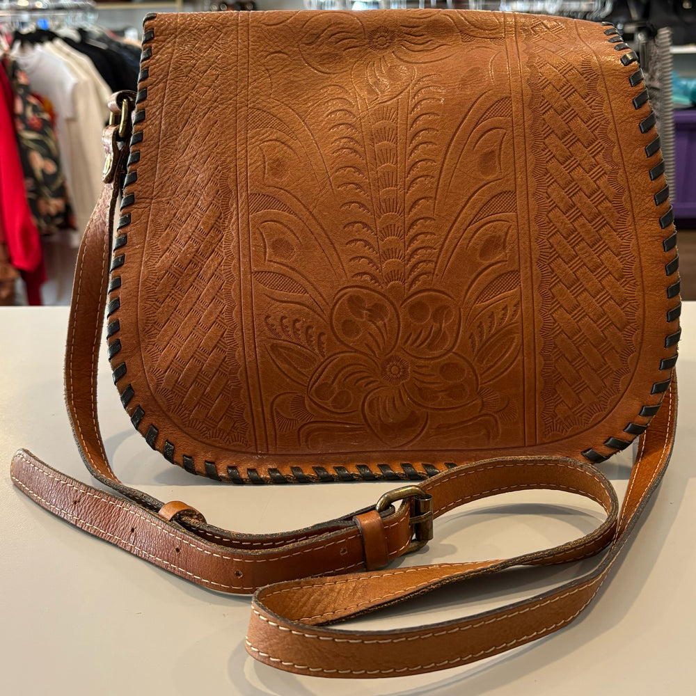 Patricia Nash Metauro Tooled Leather Saddle Bag