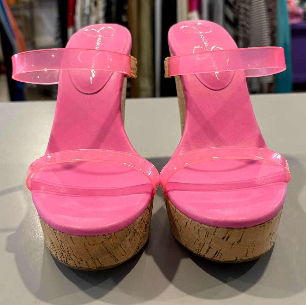 Jessica Simpson Tumile Pink Cork Wedge Sandals Size:8M