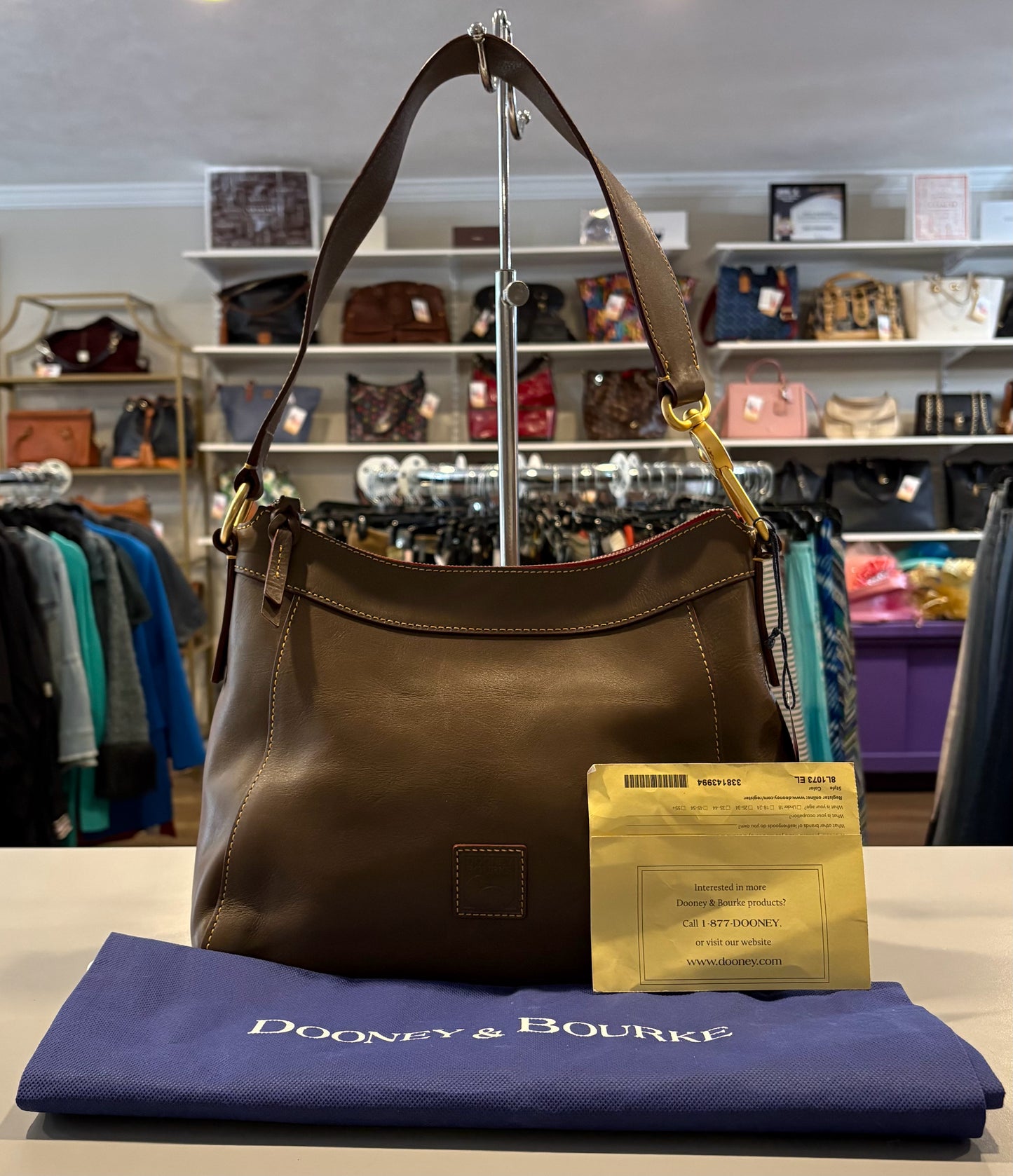 Dooney and Bourke Florentine Leather Large Cassidy Hobo in Elephant SN:J17514696