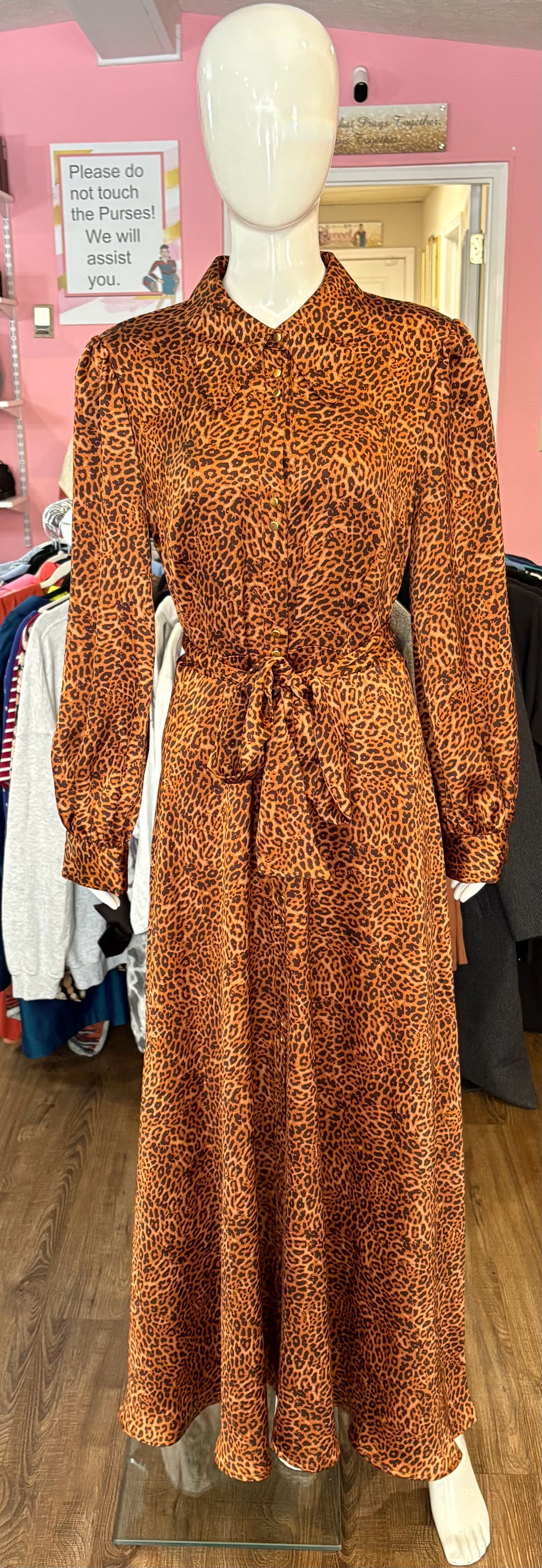 NWOT I.N.C International Concepts Satin Cheetah Print Dress Size: L