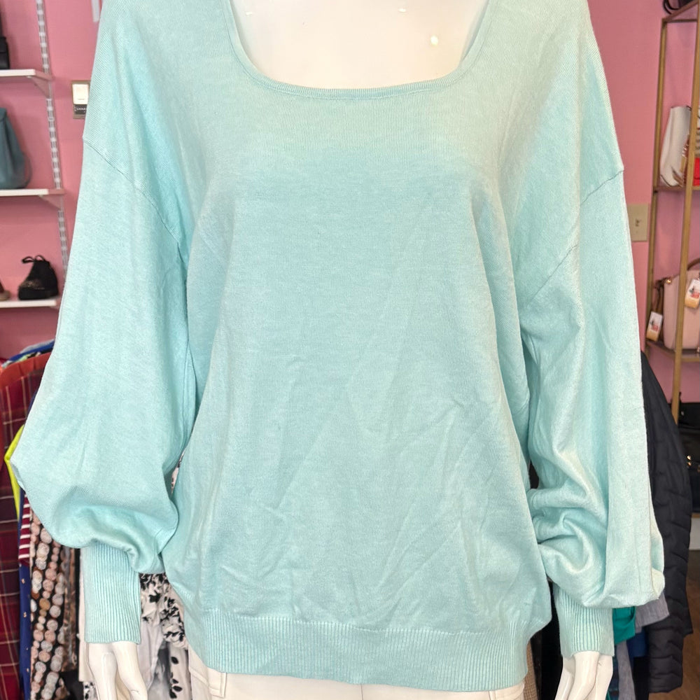 Vine & Love Light Square Neck Blue Sweater Top Size:L