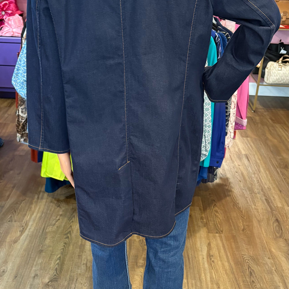 
                      
                        Chicos Long Denim Jacket Size:2
                      
                    