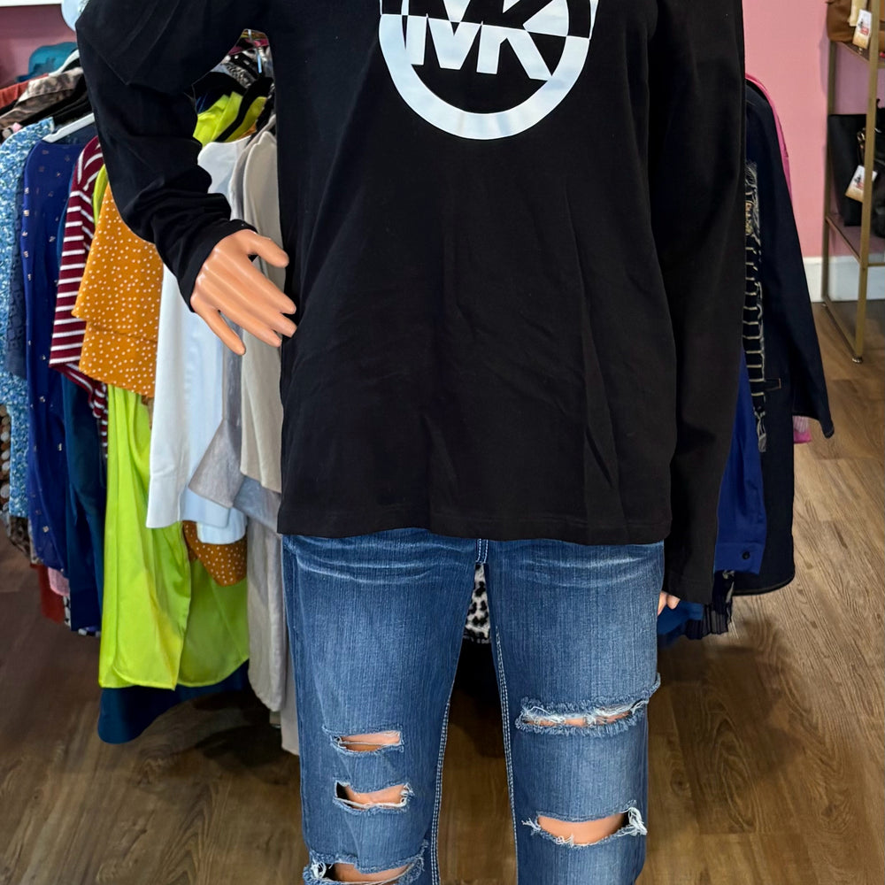 Michael Kors Monogram Black & White Long Sleeve Shirt Size:M