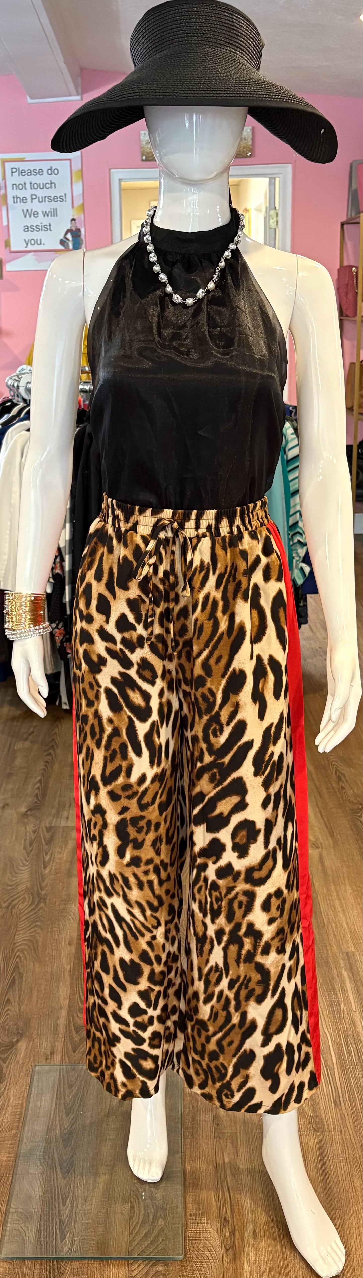 Cheetah Print Flared Legged Pants Size: S