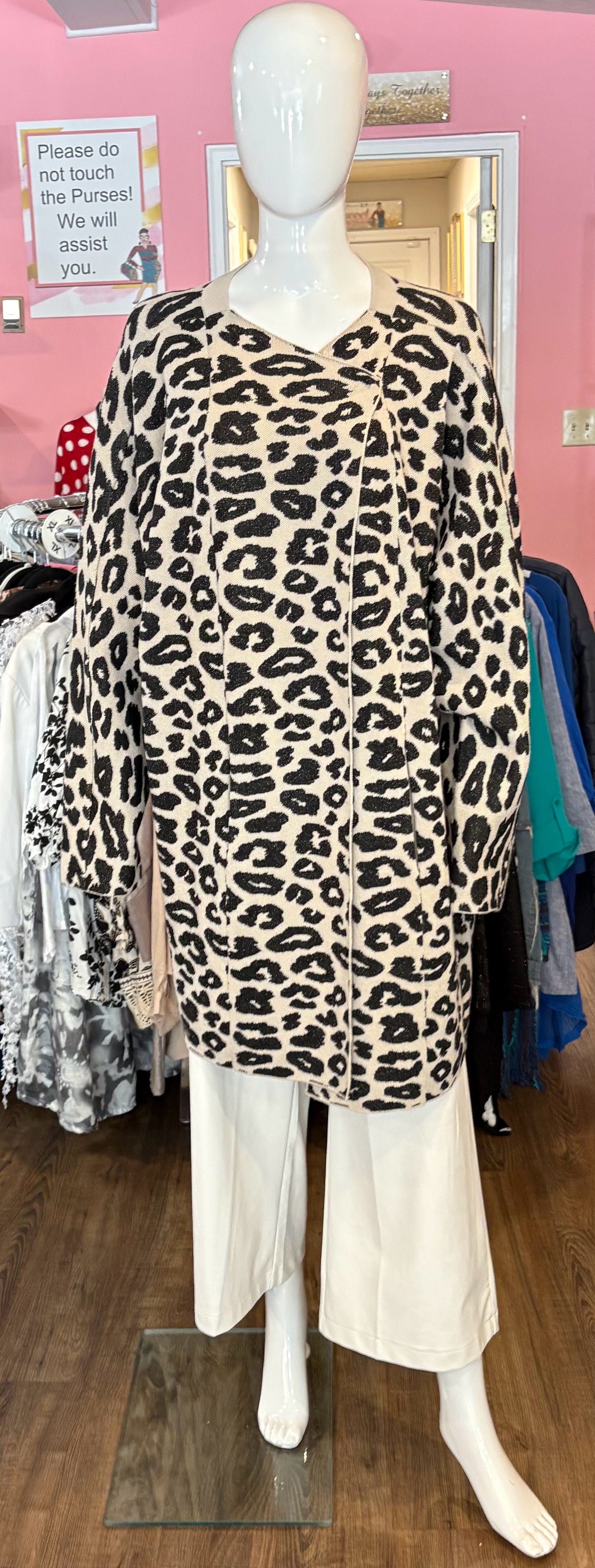 NWT Crazy Train Leopard Print Snap Button Cardigan Size: XL