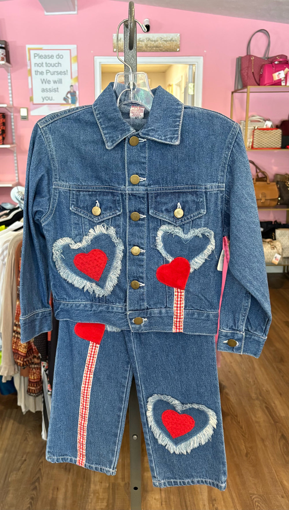 NWT Bon Bon Girl's 2 PC Blue Jean Set Size:4T
