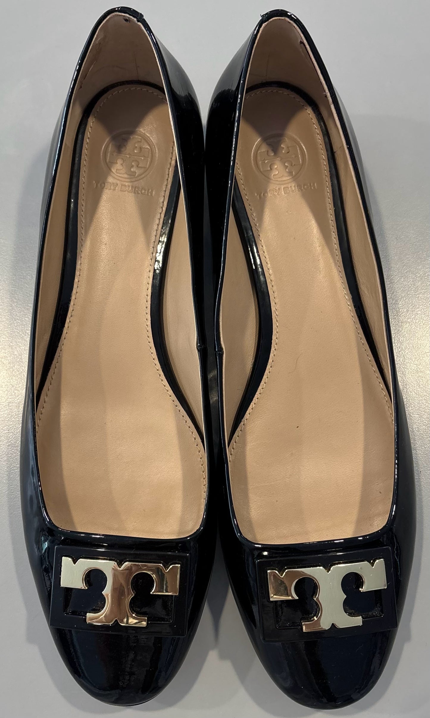 RARE Tory Burch Black Patent Leather Gigi Block Heel Pumps Sz:11M