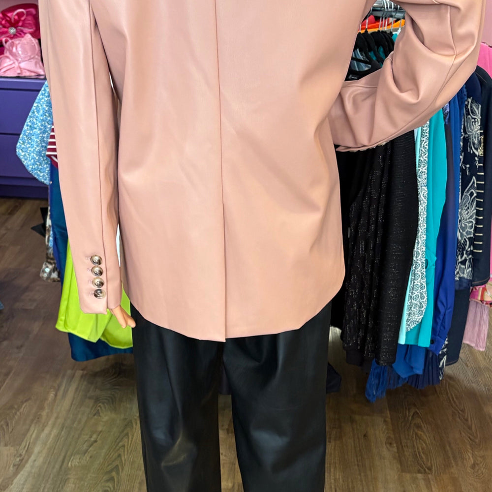 
                      
                        RARE En Saison Pink Faux Leather Double Breasted Jacket Size:M
                      
                    