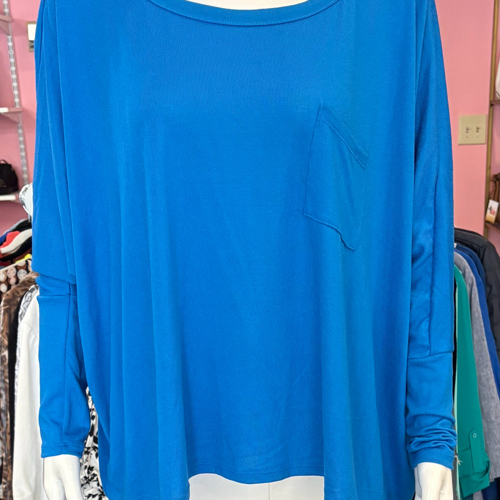 Zenana Royal Blue Sweater Blouse Size: L