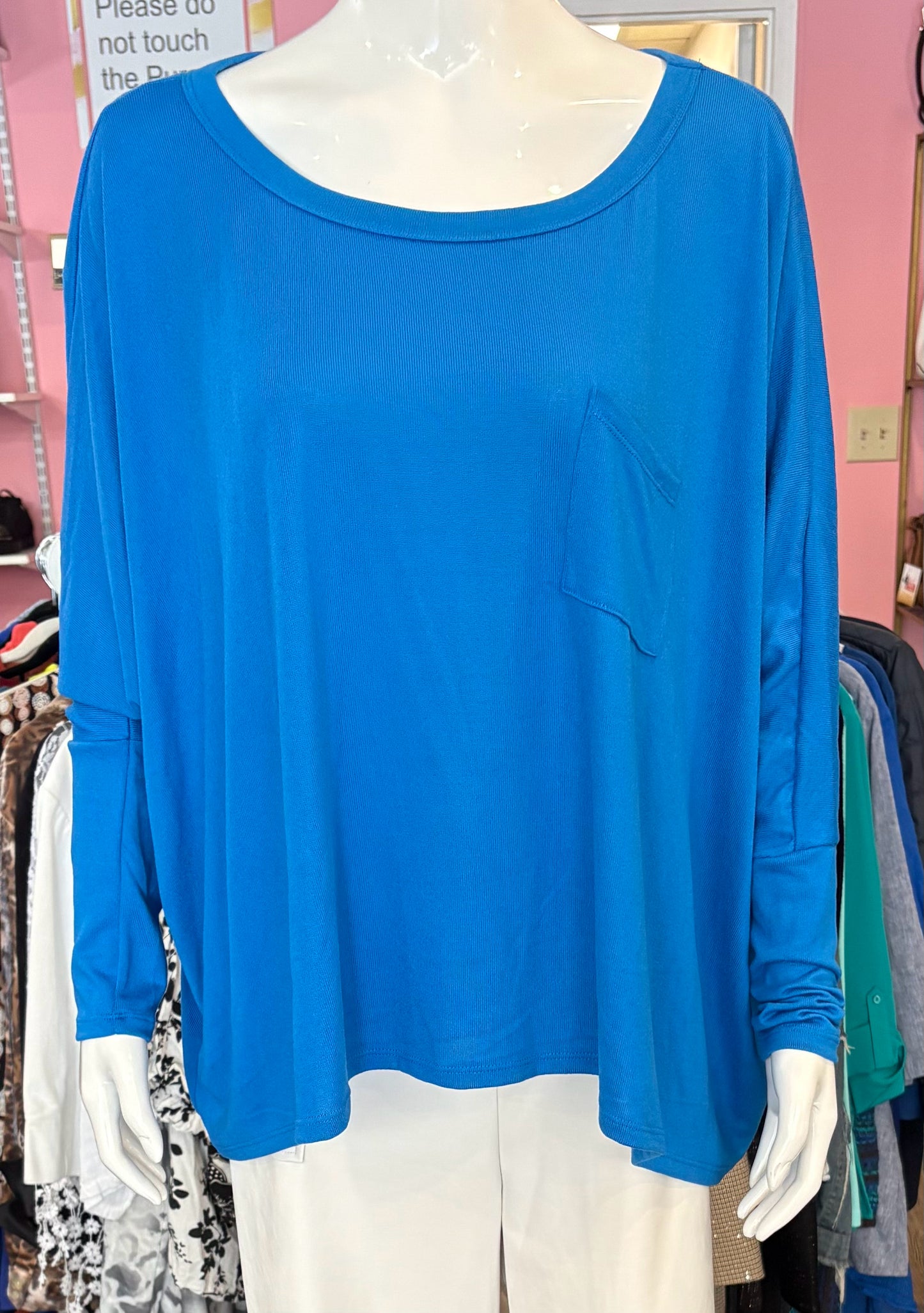 Zenana Royal Blue Sweater Blouse Size: L
