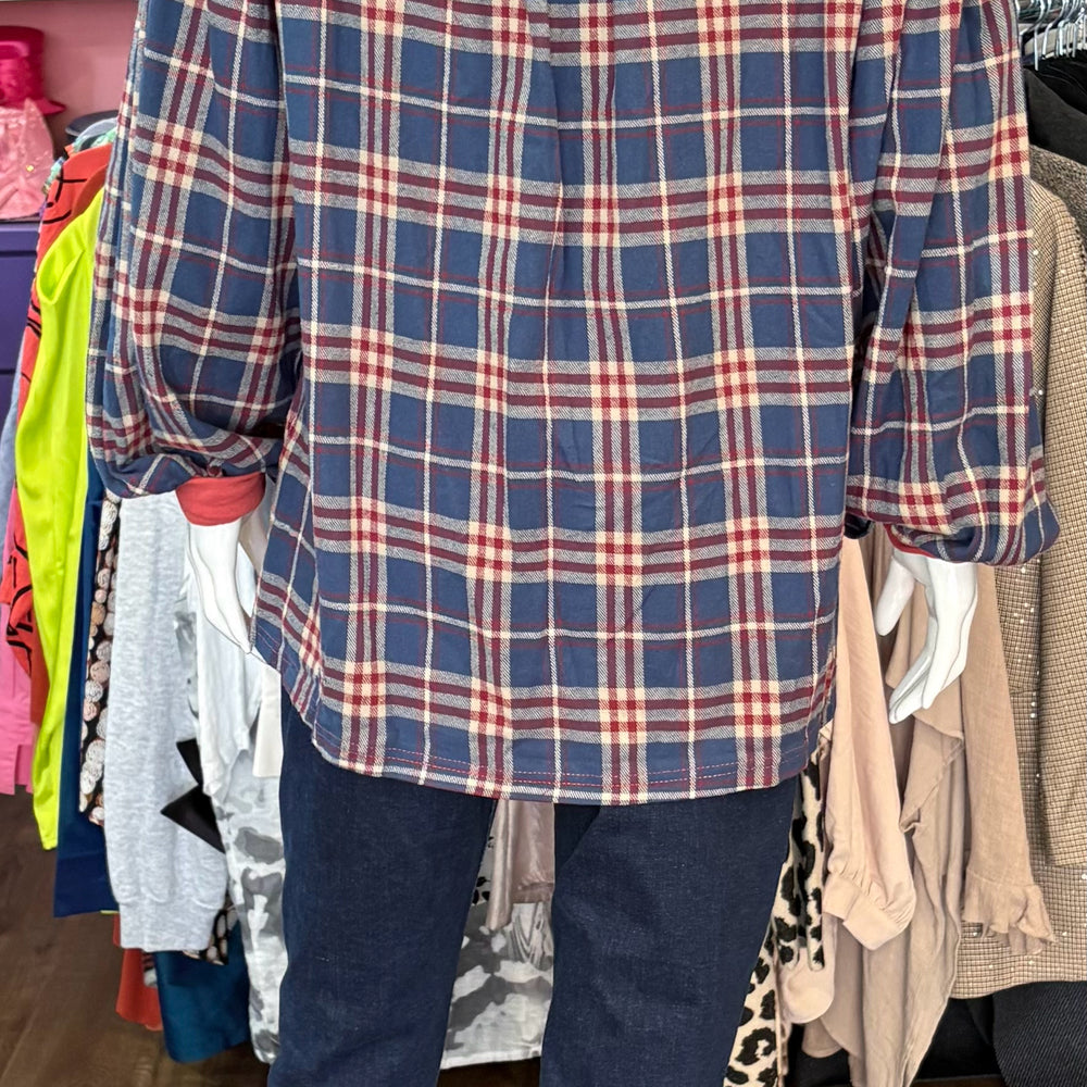 NWT Easel Multi Colored Flannel Blouse Size: M