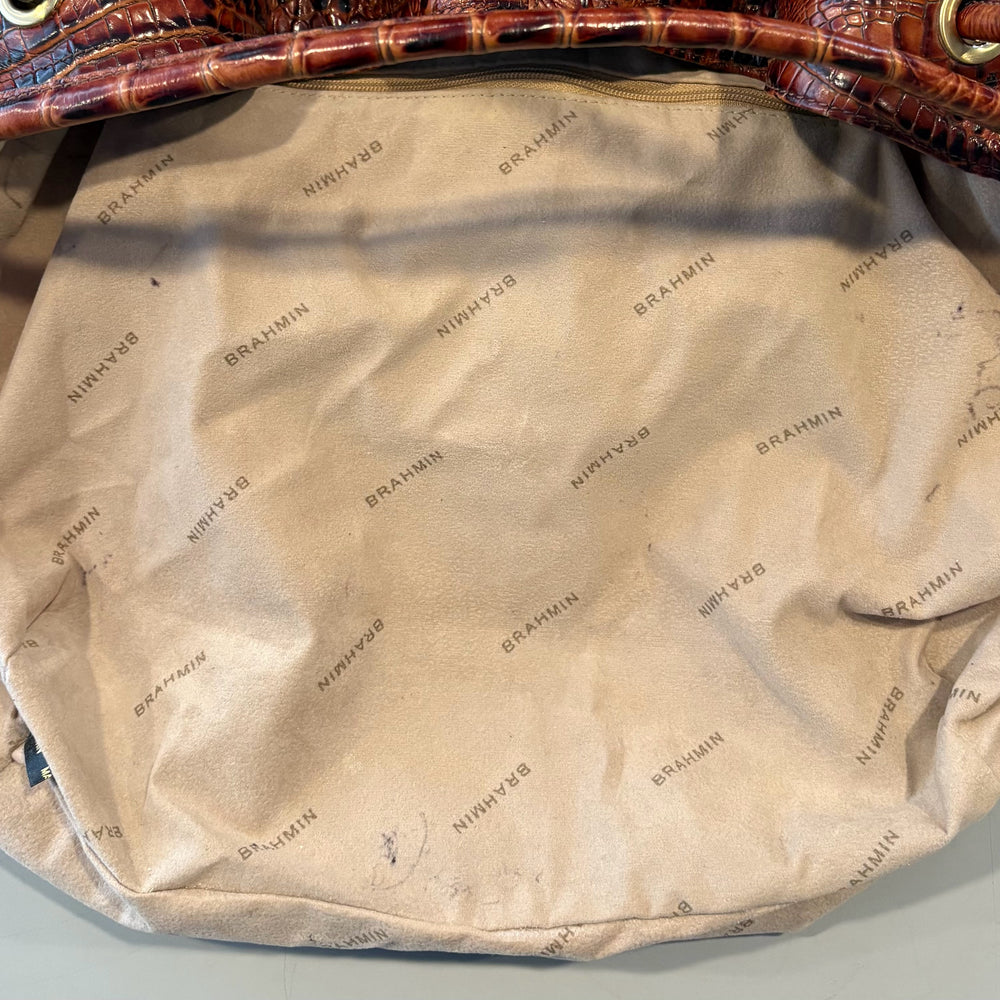 
                      
                        RARE Brahmin Trina Drawstring Embossed Handbag in Pecan Melbourne
                      
                    