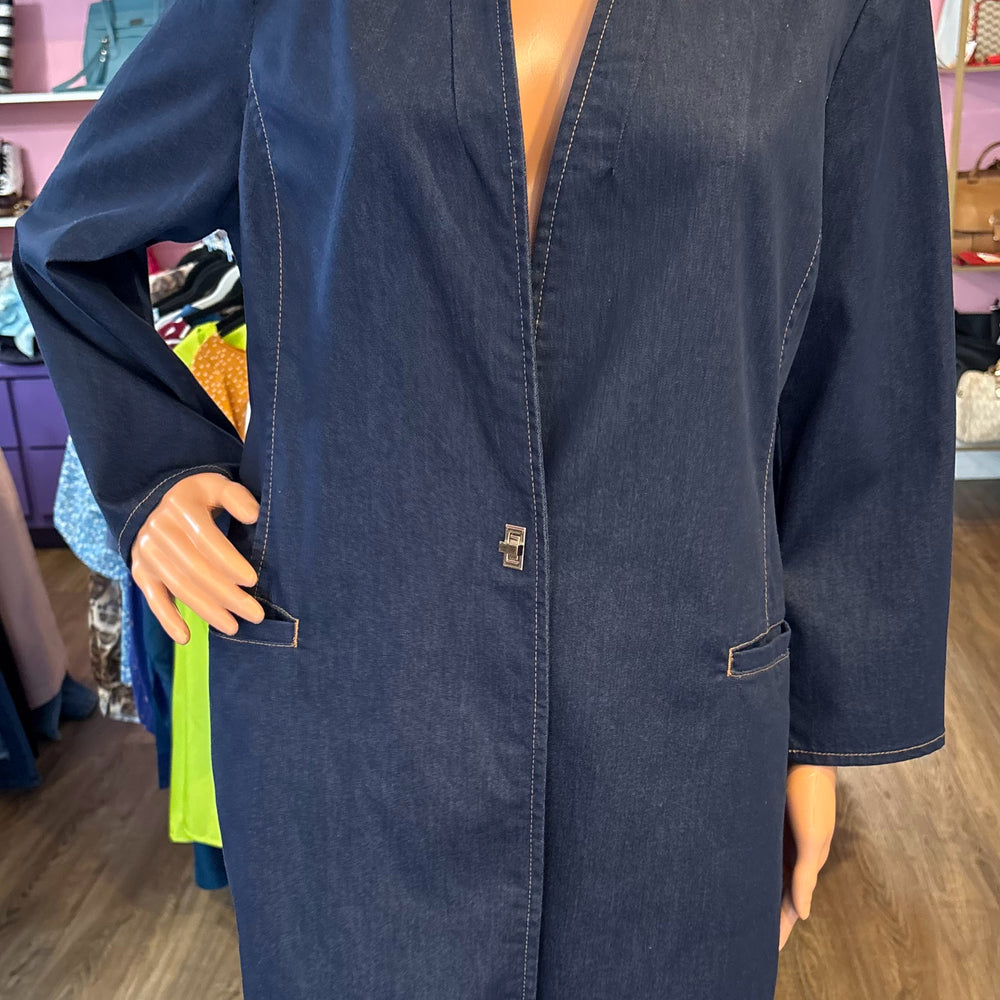 Chicos Long Denim Jacket Size:2