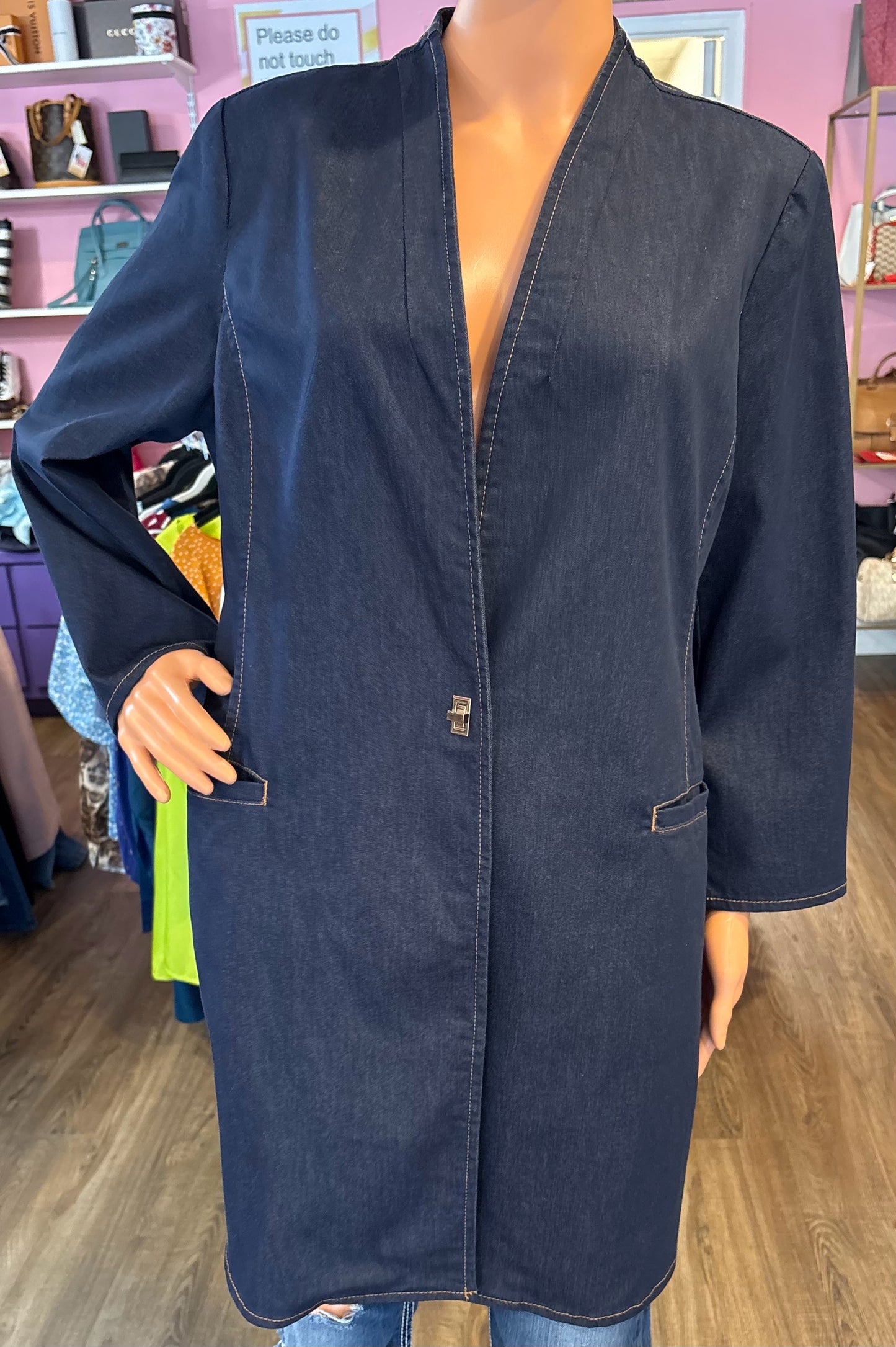 Chicos Long Denim Jacket Size:2