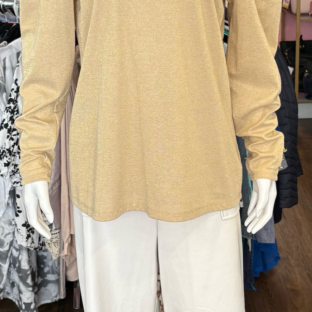 Liz Claiborne Gold Shimmer Long Sleeved Sweater Top Size:L