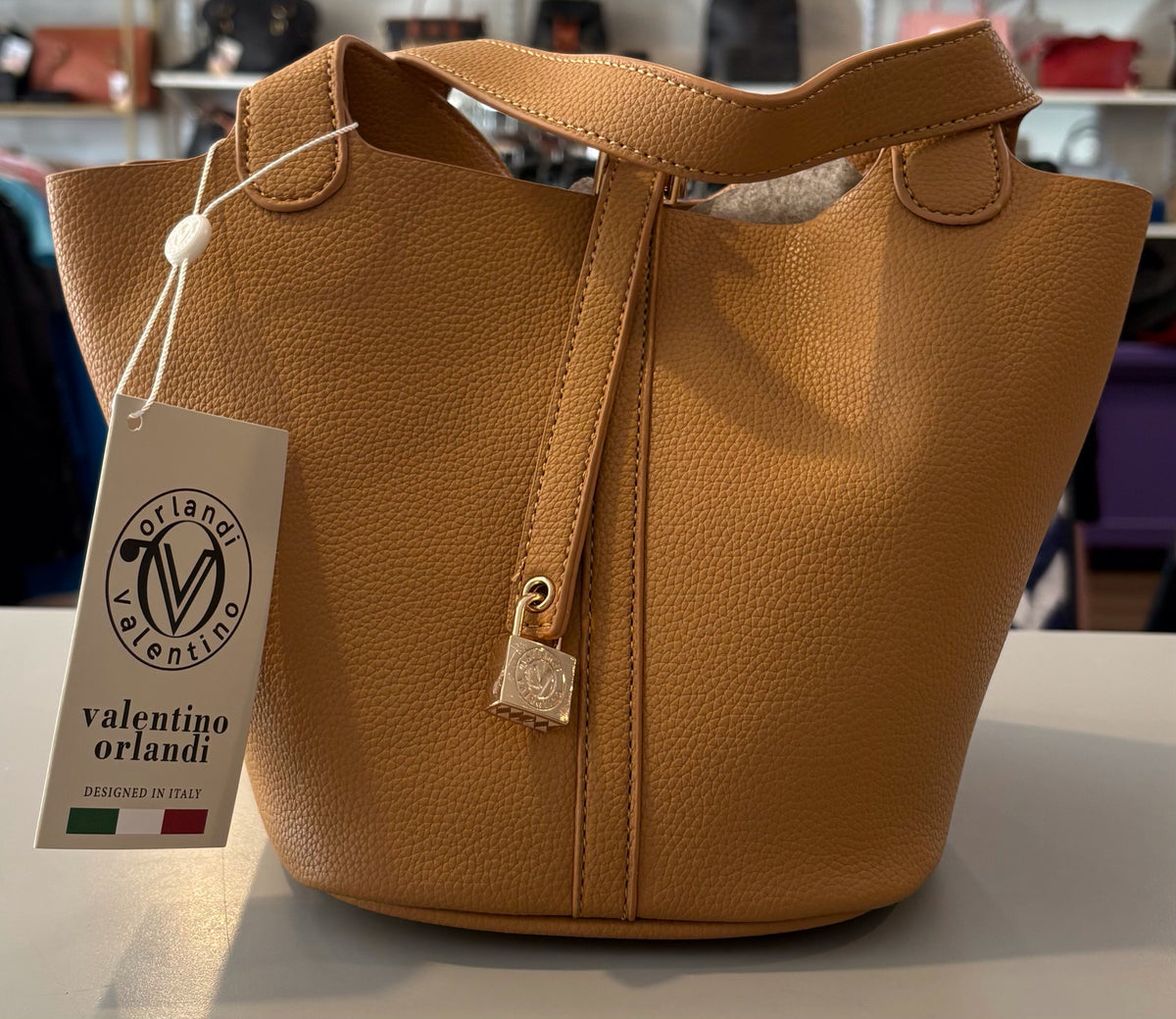 NWT Valentino Orlandi Khaki Bucket Bag