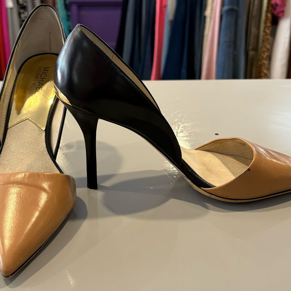 10M Michael Kors Julieta Leather D'Orsay 2-tone Heels