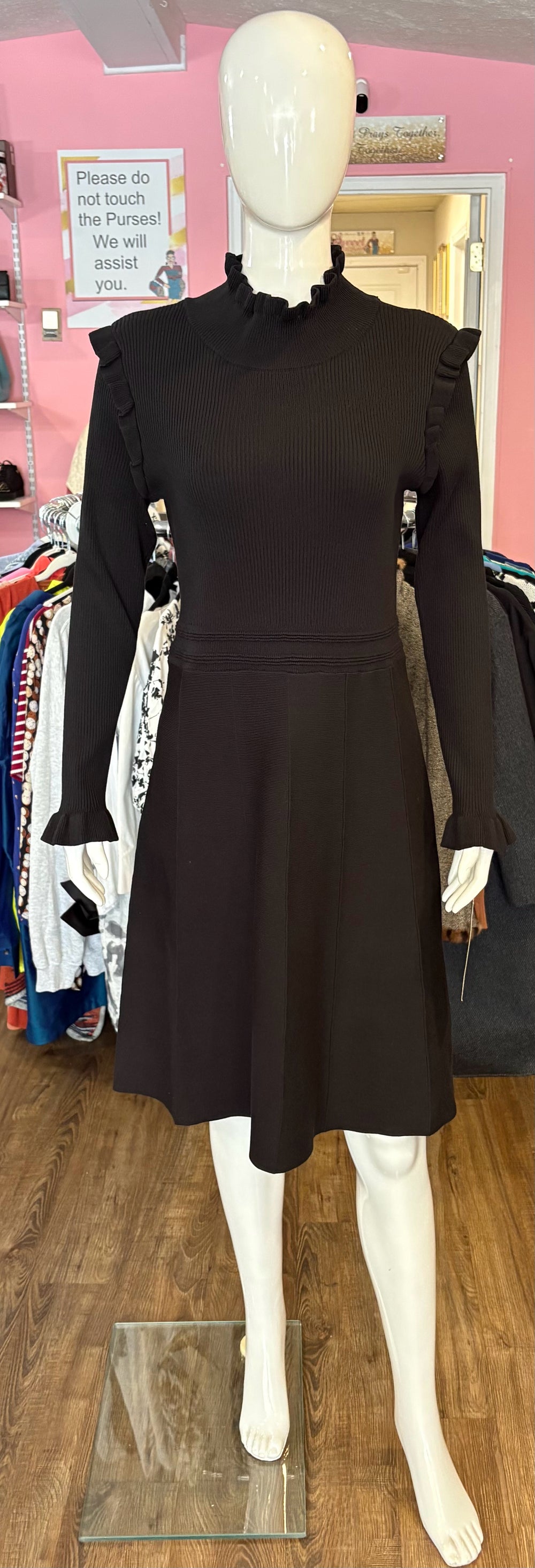 NWT Nina Leonard Black Sweater Dress Size: M