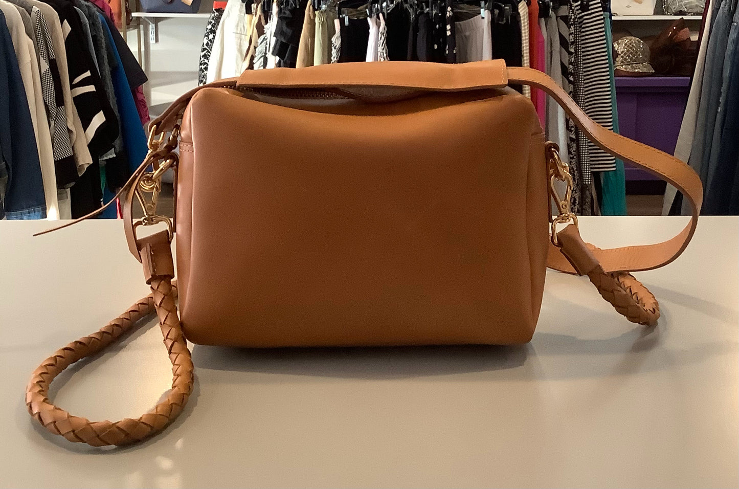 ABLE Nicasia Leather Crossbody in Cognac
