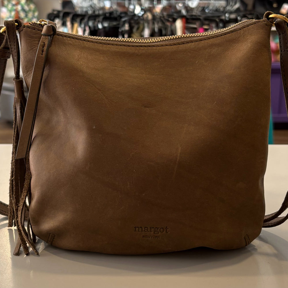 
                      
                        Margot NY Dark Brown Small Leather Adjustable Strap Crossbody with Tassel
                      
                    