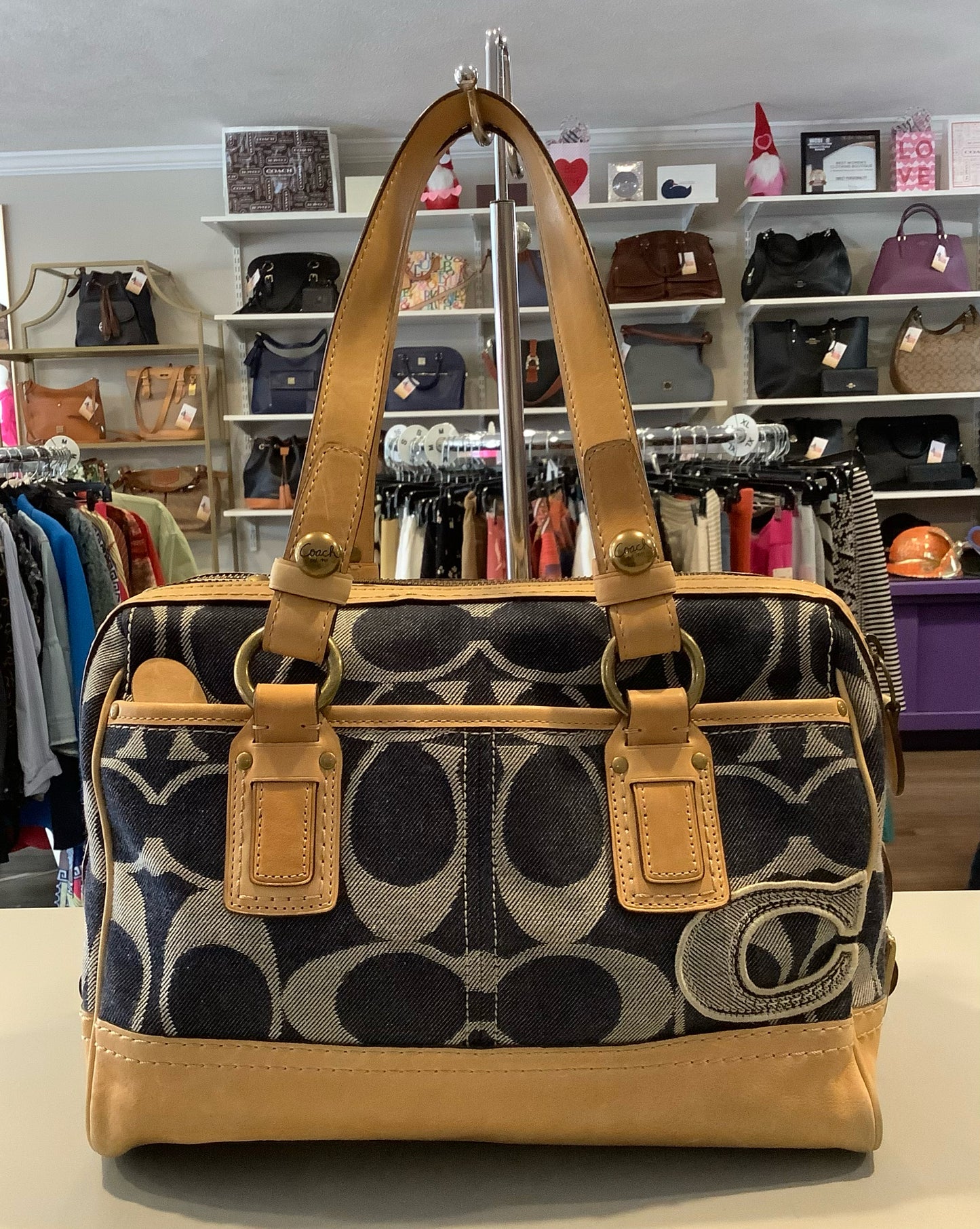 RARE Coach Ltd Ed Liliy Legacy Signature C Denim Satchel