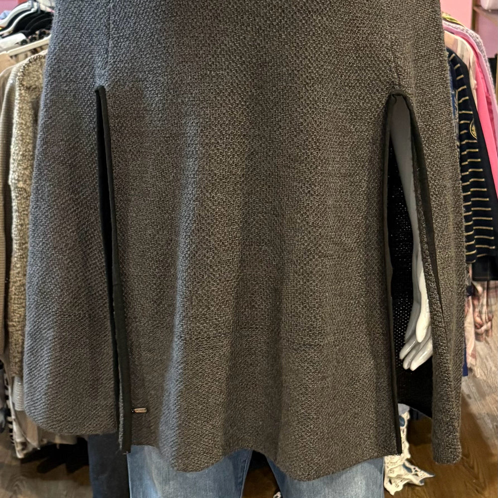 NWOT Ralph Lauren 100% Merino Wool Dark Grey Cape Poncho Sweater