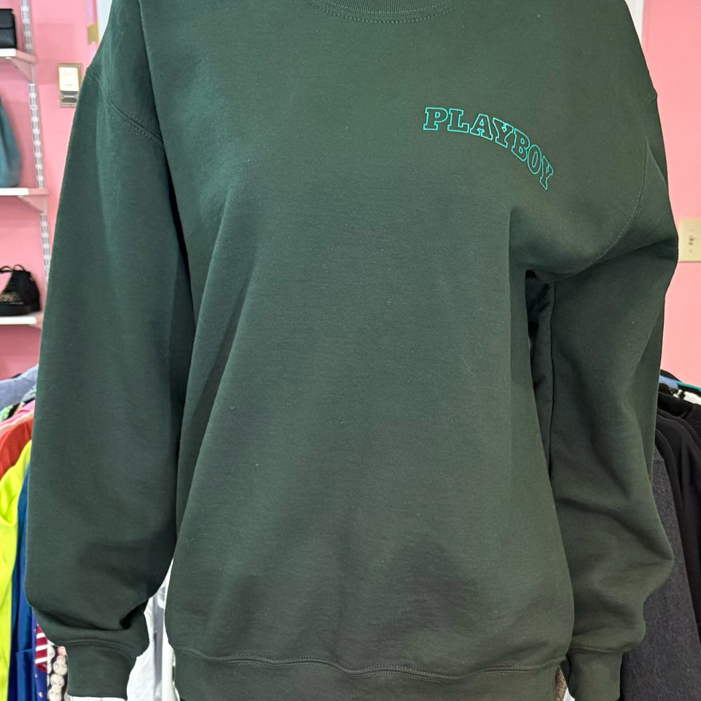 PLAYBOY Dark Green Sweatshirt Size: M